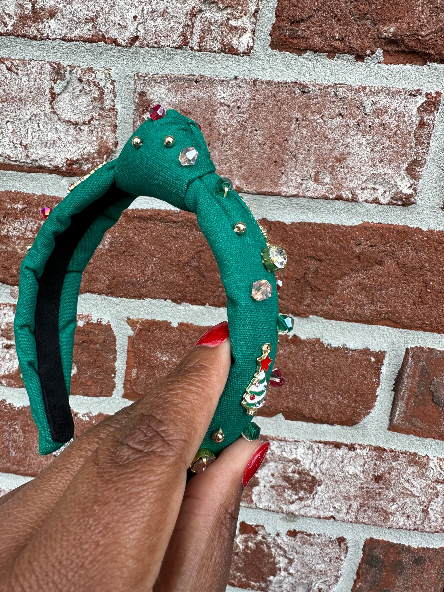 Christmas Tree Embellished Knotted Headband - Honeybee's Louisiana Local Threads