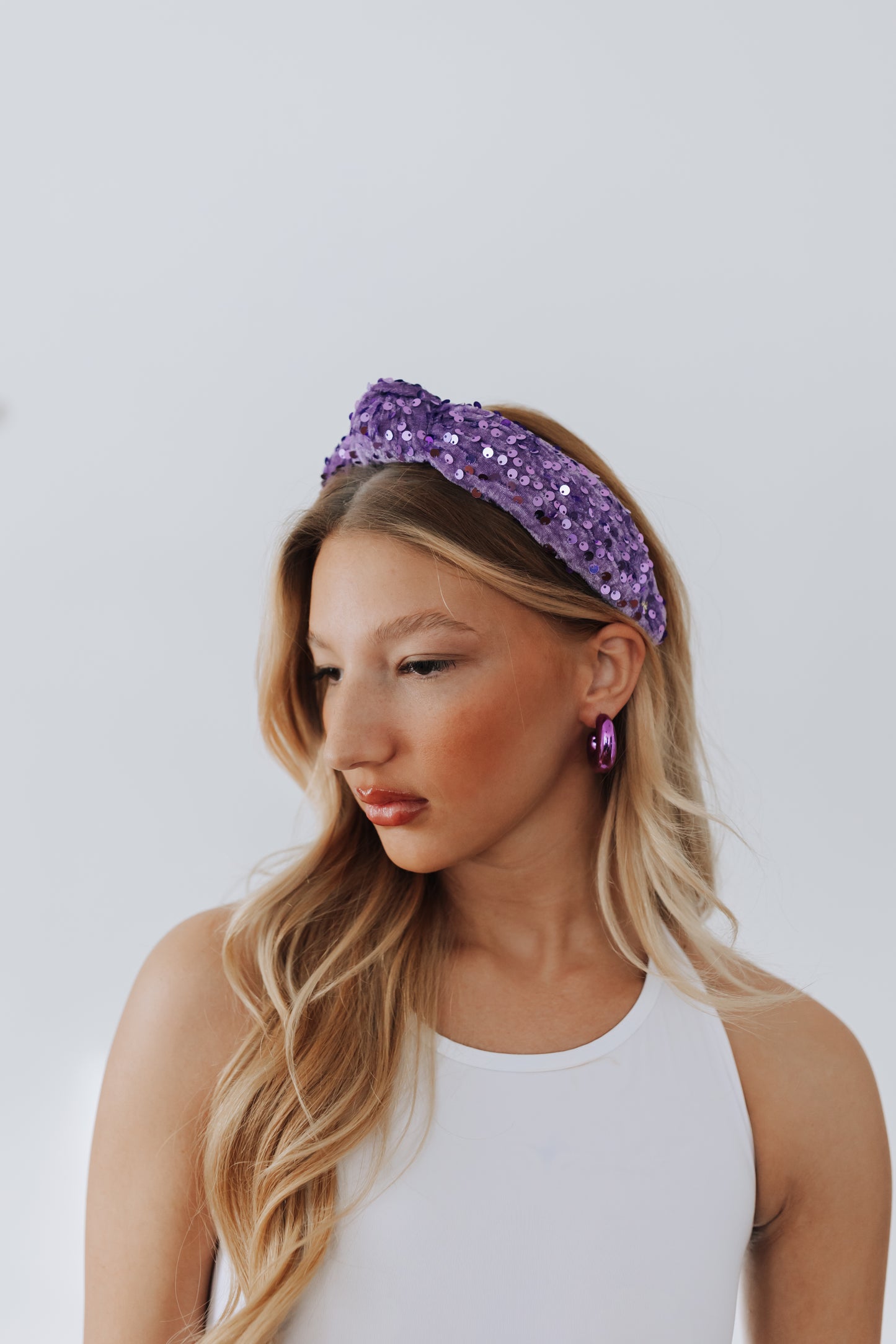 Purple Sequin Knotted Headband - Honeybee's Louisiana Local Threads