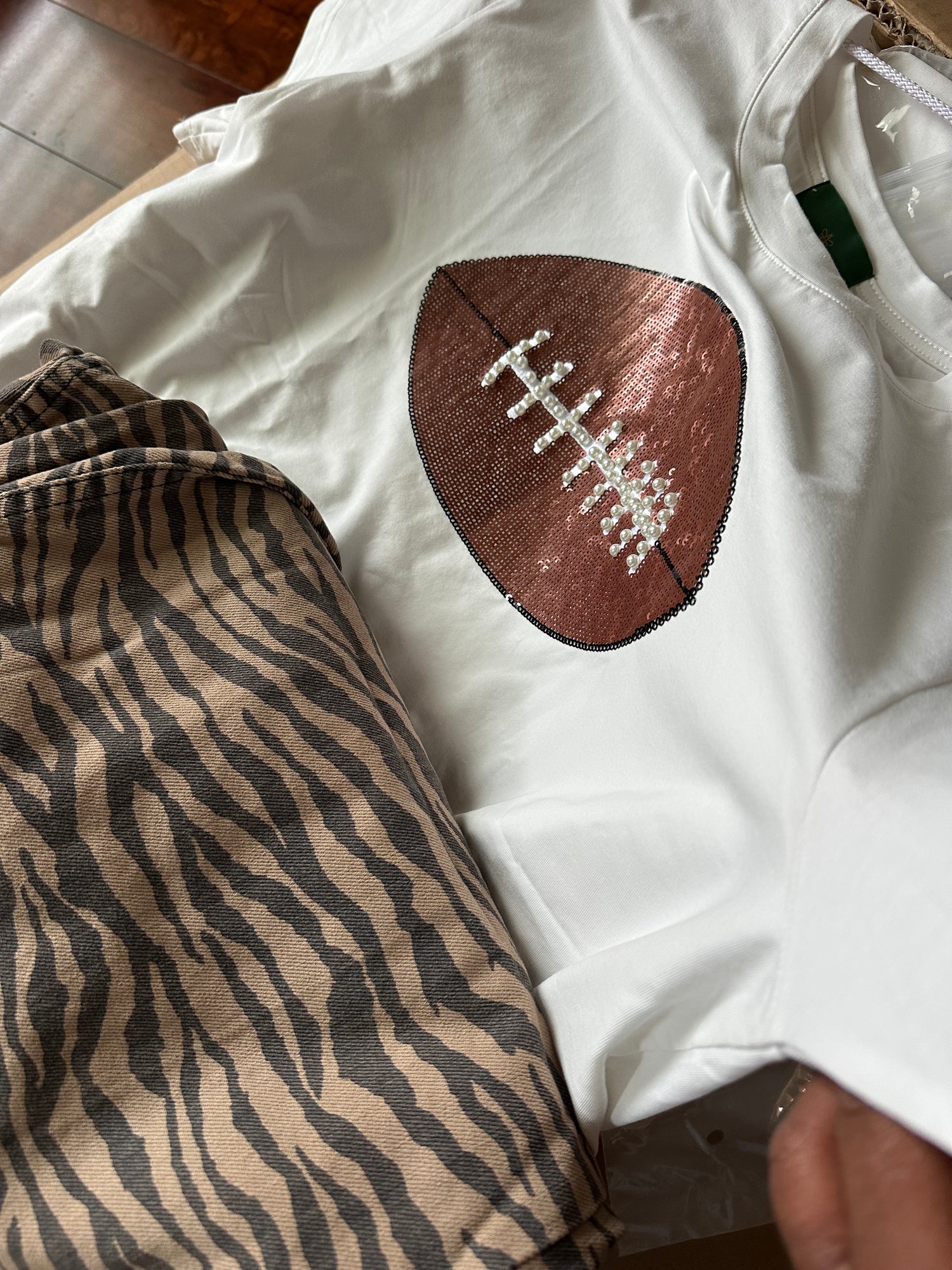 Sparkle Football T-Shirt - Honeybee's Louisiana Local Threads