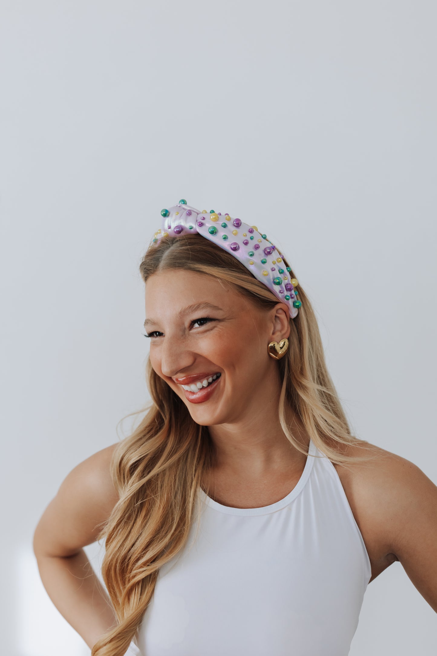 Mardi Gras Beaded Knotted Headband - Honeybee's Louisiana Local Threads