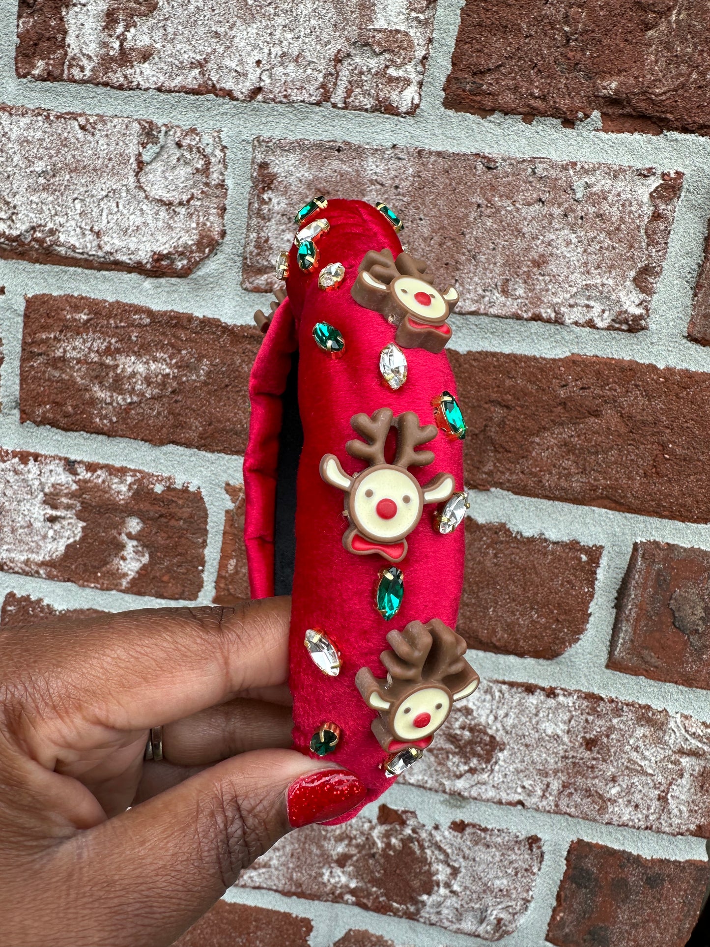 Reindeer Embellished Knotted Headband - Honeybee's Louisiana Local Threads