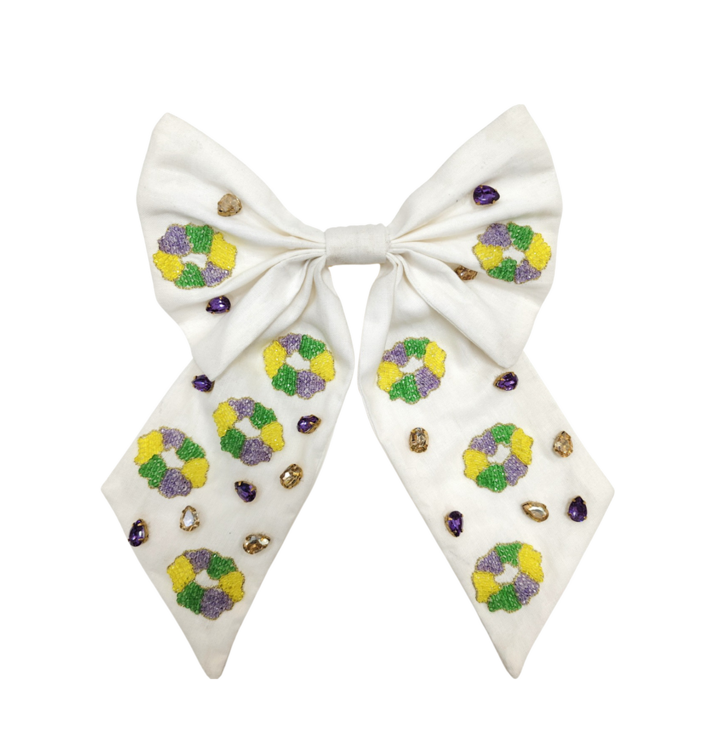 King Cake Hair Bow - Honeybee's Louisiana Local Threads