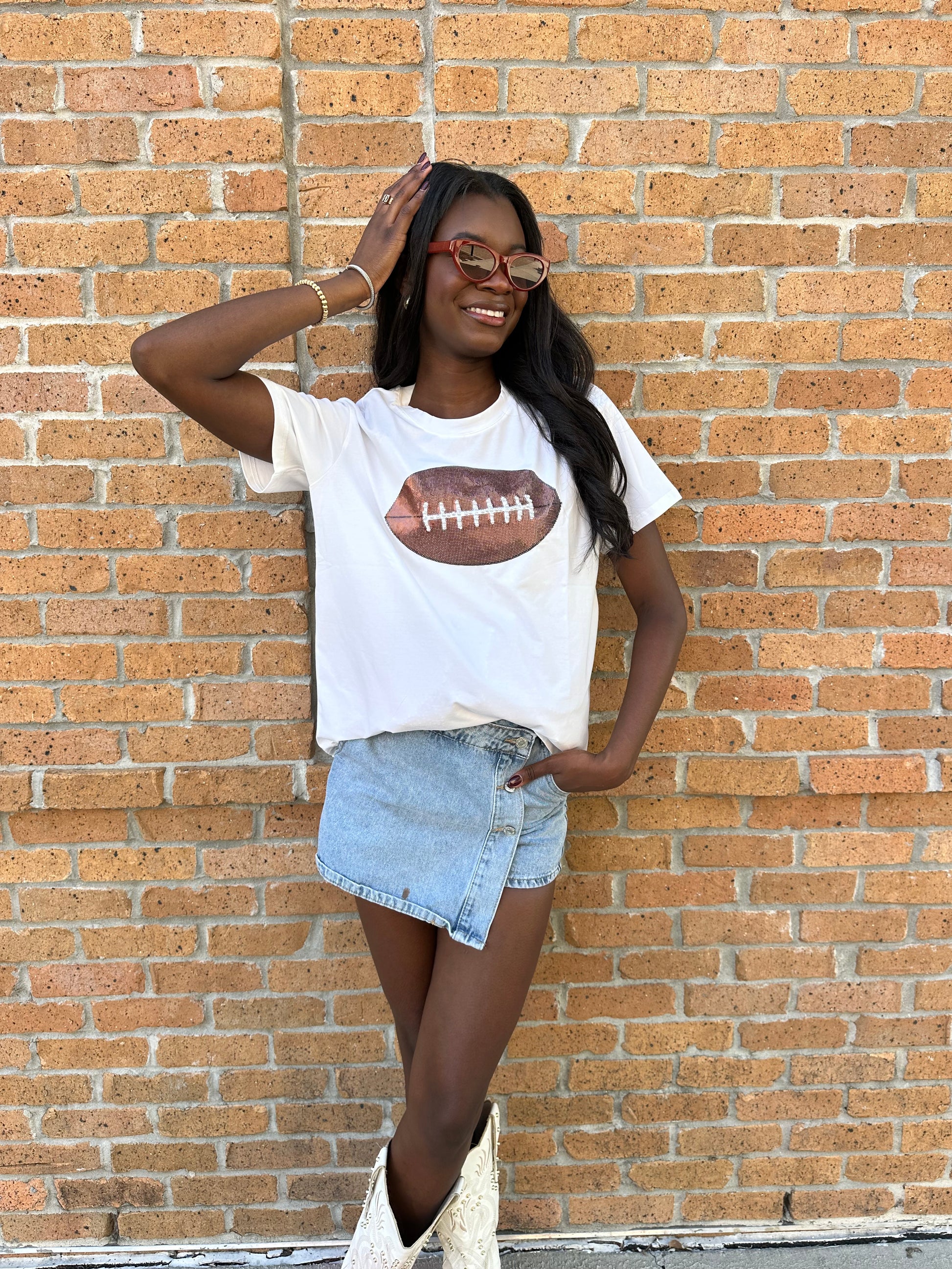 Pre-Order Sparkle Football T-Shirt - Honeybee's Louisiana Local Threads 