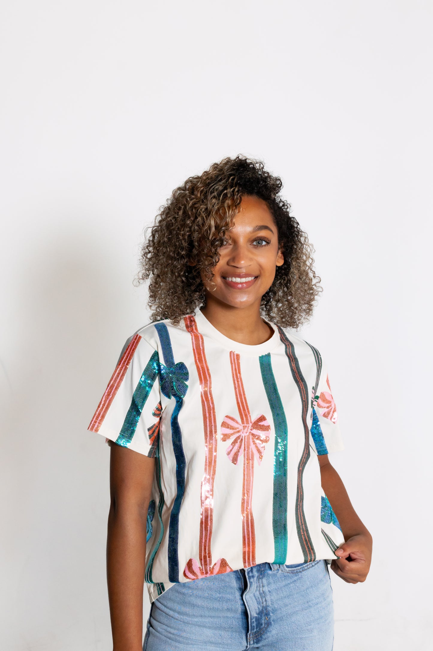 Sparkle Bows & Stripe T-Shirt
