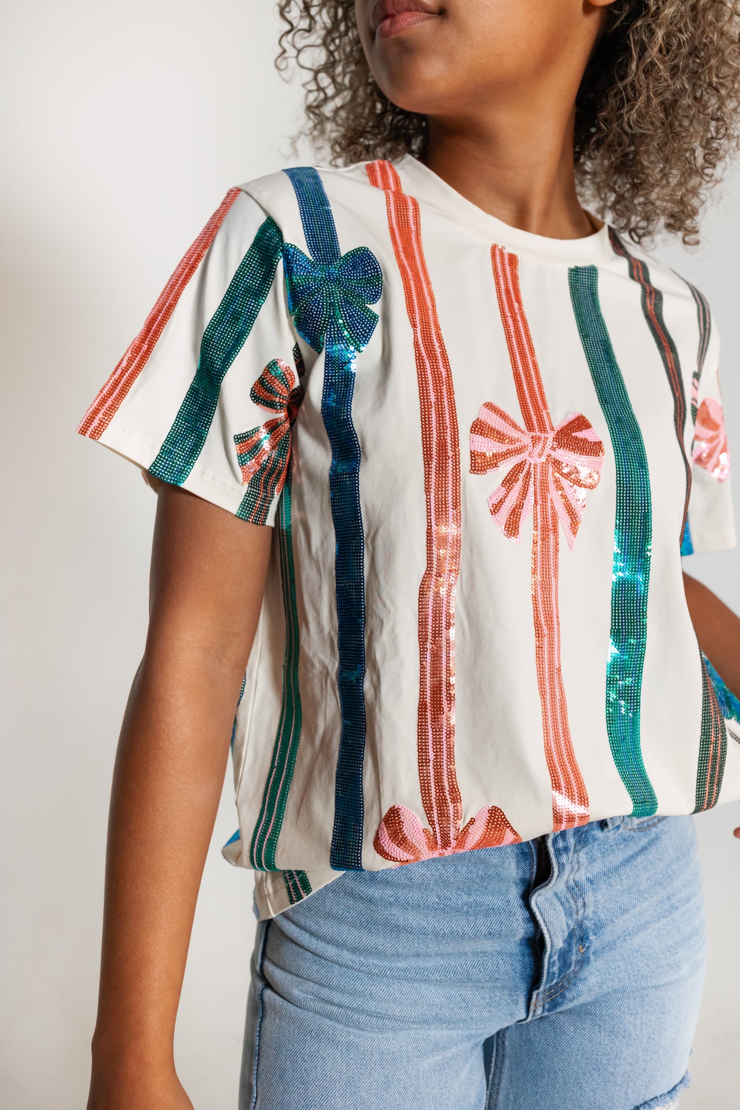 Sparkle Bows & Stripe T-Shirt
