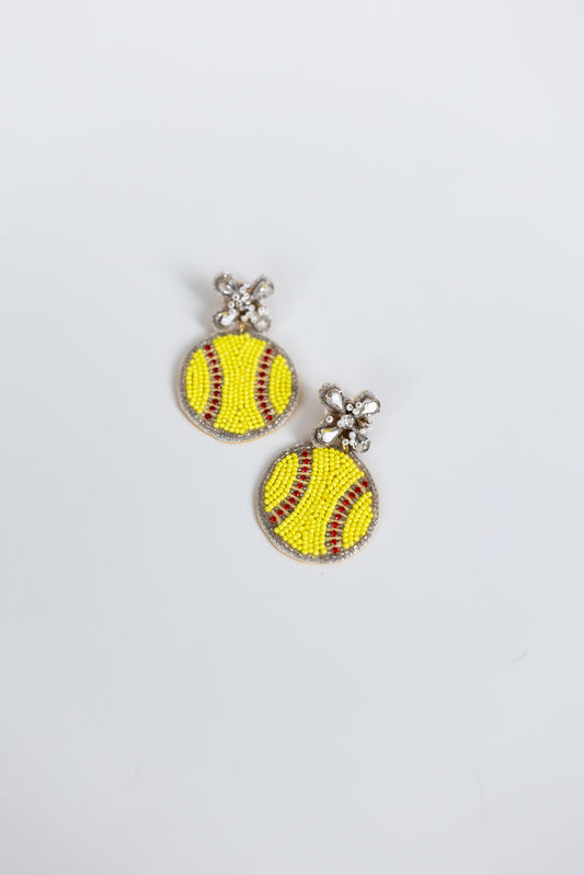 Softball Mom Beaded Earrings - Honeybee's Louisiana Local Threads 