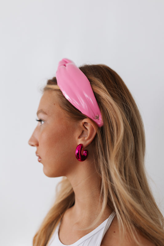 Pink Patent Leather Knotted Headband - Honeybee's Louisiana Local Threads 