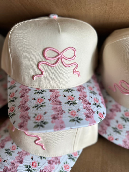 Fancy Floral Trucker Hat - Honeybee's Louisiana Local Threads 