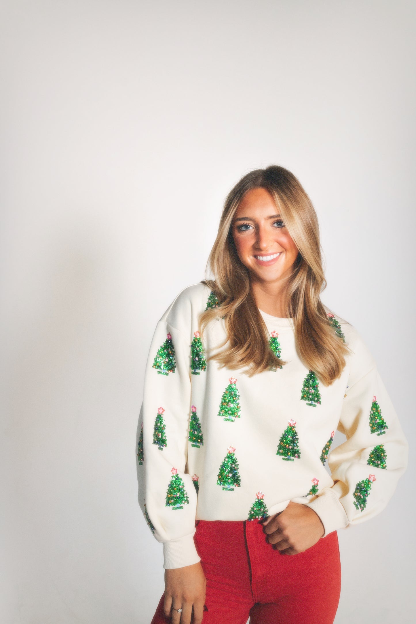 Vintage White Multi-Christmas Tree Sweatshirt
