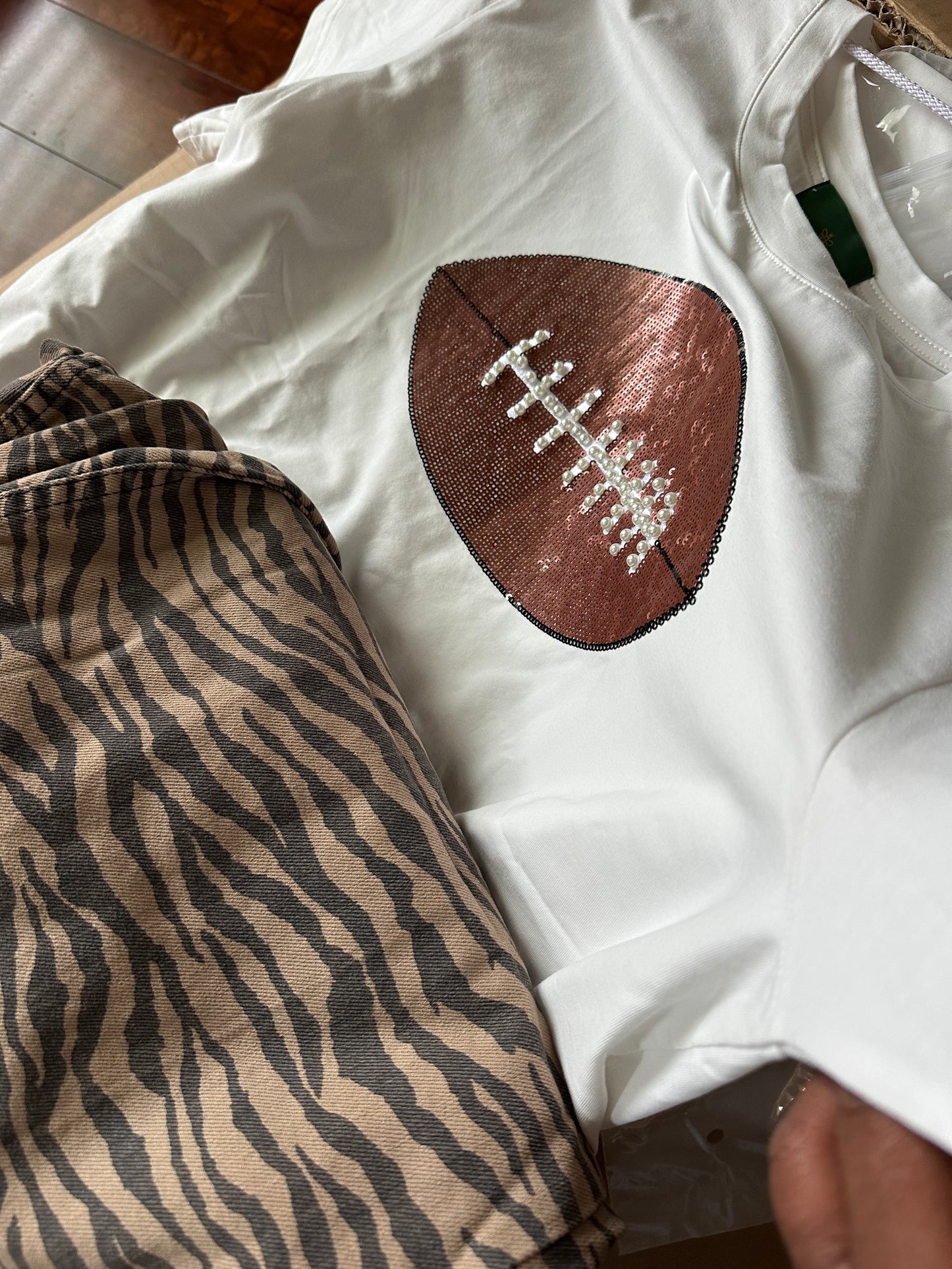 Sparkle Football T-Shirt - Honeybee's Louisiana Local Threads 