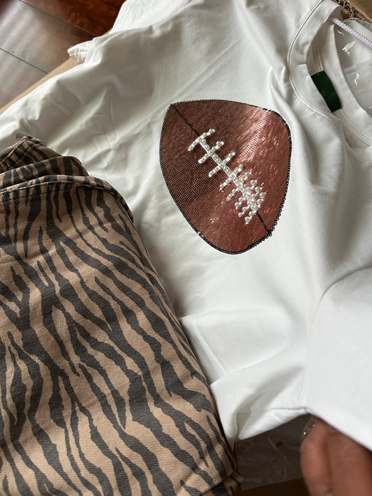 Sparkle Football T-Shirt - Honeybee's Louisiana Local Threads 