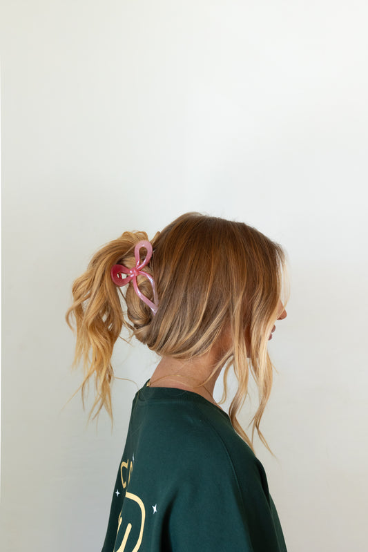 Carrie Bow Clip-Rosy pink - Honeybee's Louisiana Local Threads 