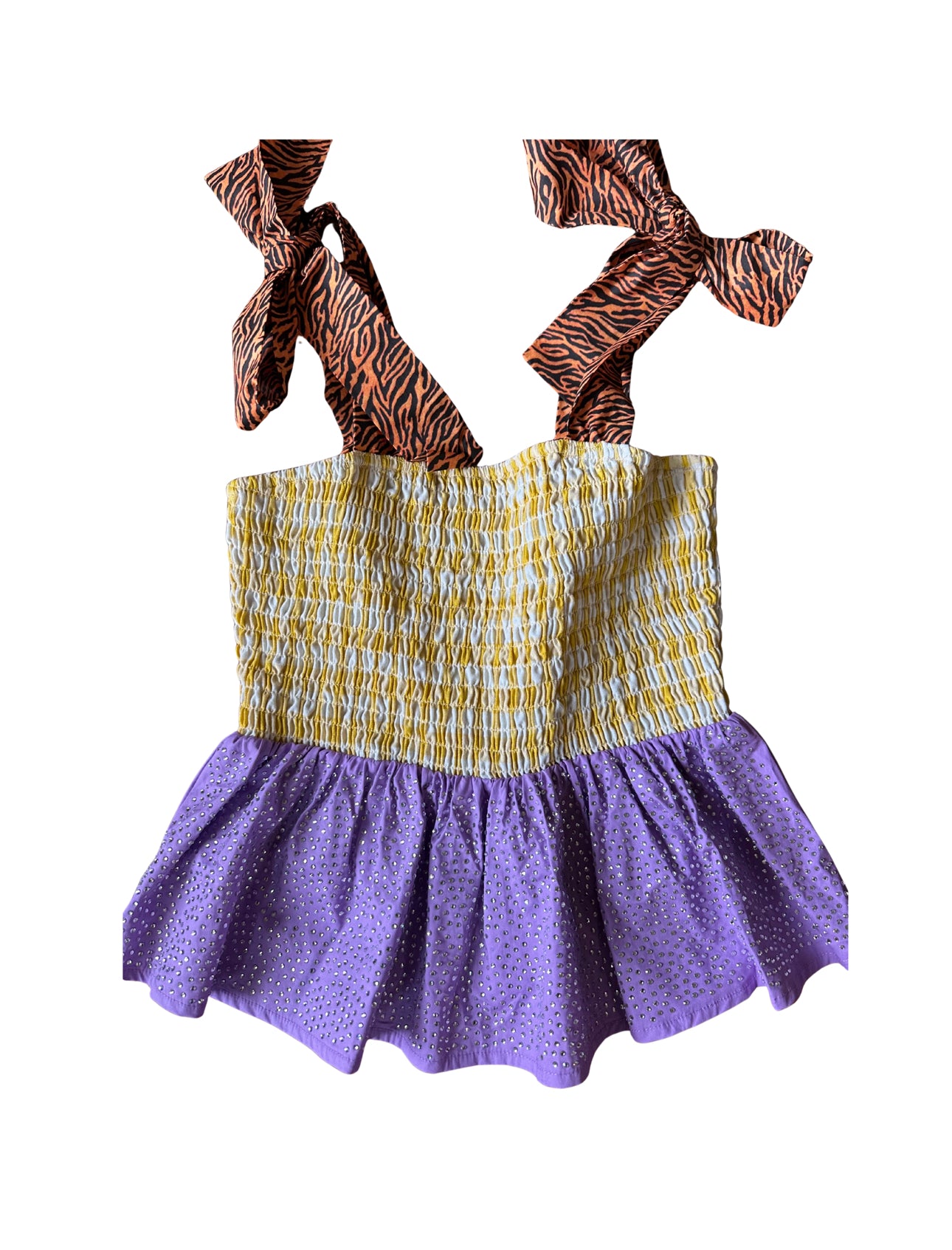 Mix-Print Sparkle Pelpum Top - Honeybee's Louisiana Local Threads 