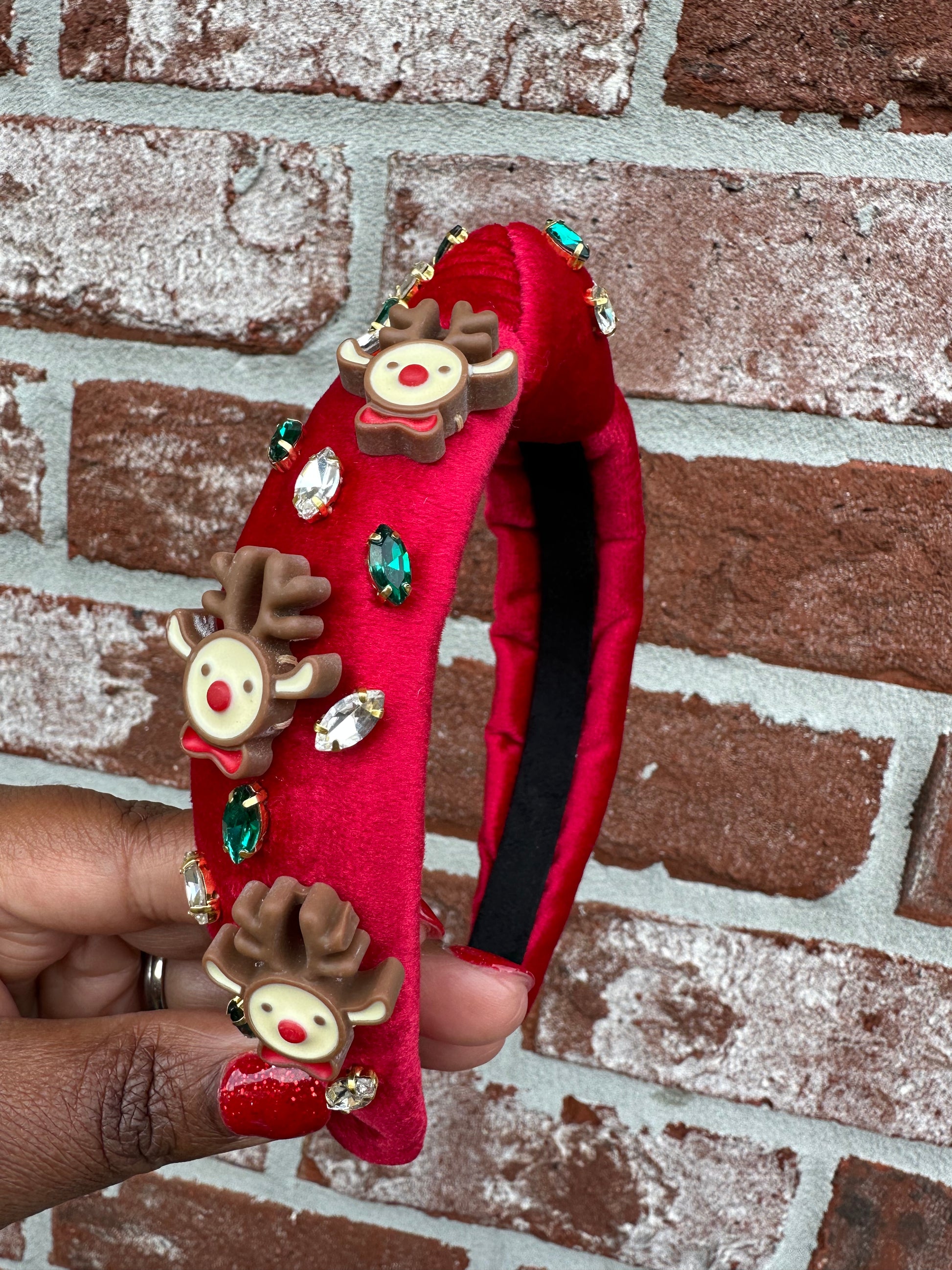 Reindeer Embellished Knotted Headband - Honeybee's Louisiana Local Threads 