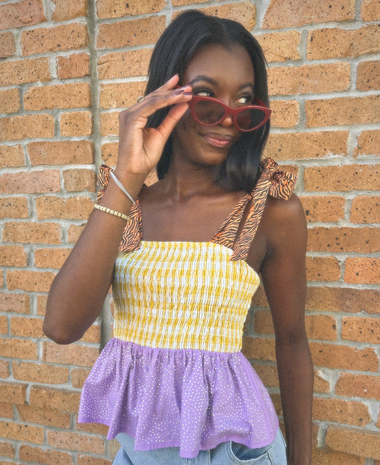Mix-Print Sparkle Pelpum Top