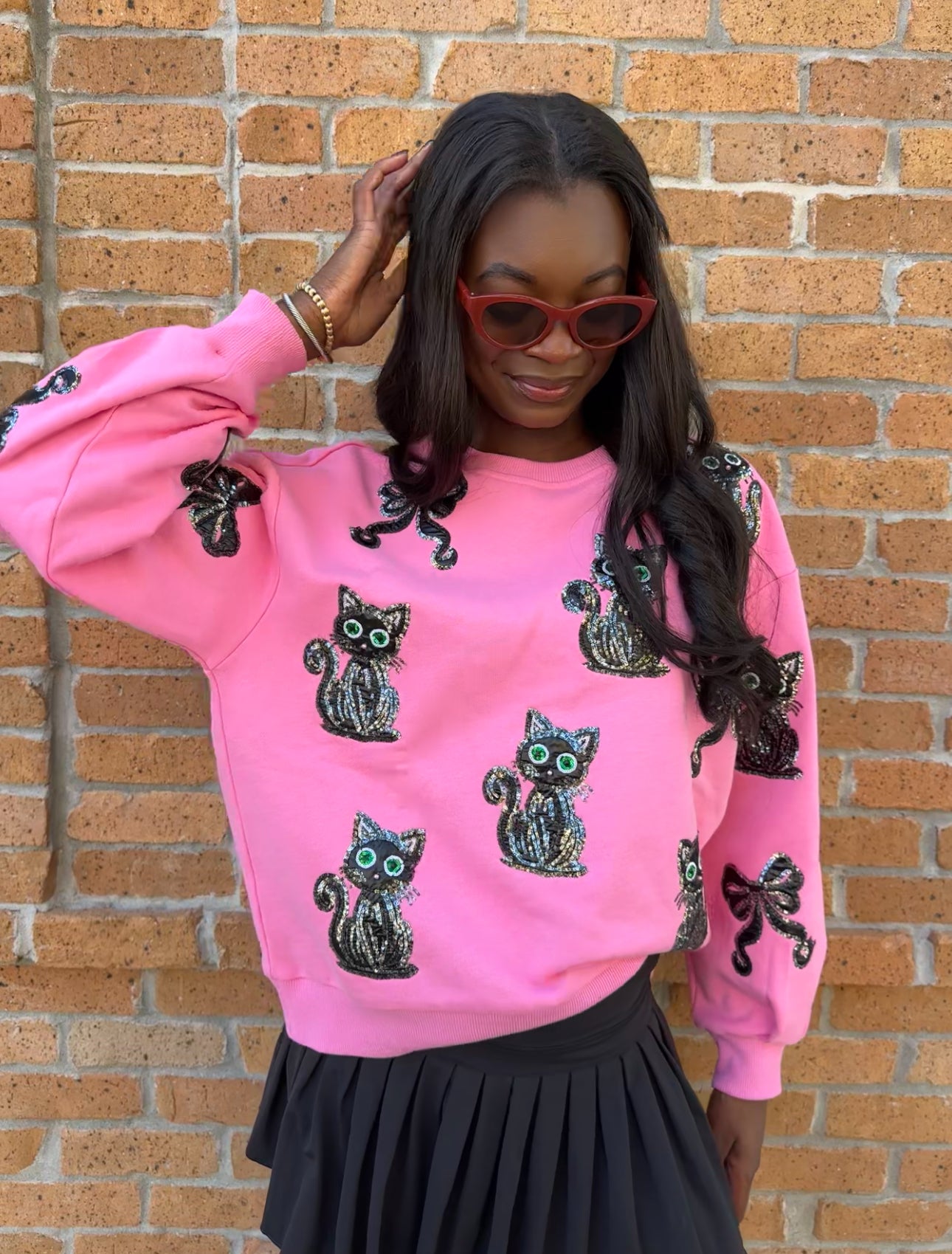 Catz + Coquettes Sparkle Sweatshirt - Honeybee's Louisiana Local Threads 