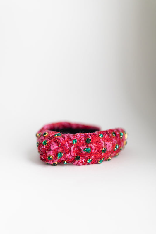 Pink and Red Embellished Knotted  Headband - Honeybee's Louisiana Local Threads 